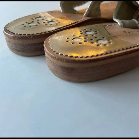 Jack Rogers Navajo Leather Sandals Gold/ White 9m - Picture 7 of 12